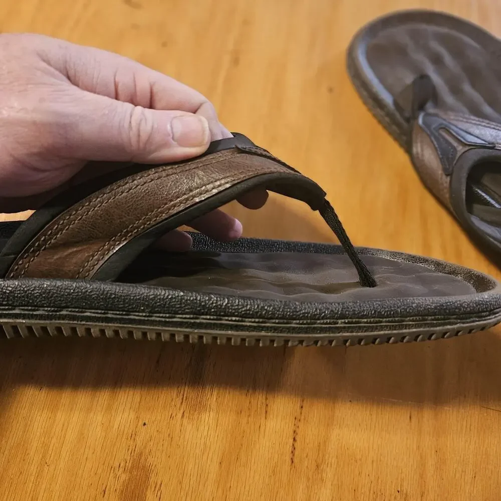 Zodiac American Original Sandals Mens Size 13 Brown‎ Black Flip Flop Thong